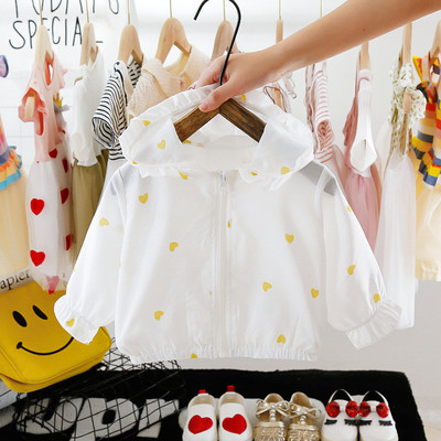 Moda de vară Costum de soare pentru copii ușoare Topuri Fete minunate Paltoane cu glugă Jachete pentru copii cu fermoar complet pentru 1-4 ani