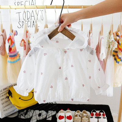 Moda de vară Costum de soare pentru copii ușoare Topuri Fete minunate Paltoane cu glugă Jachete pentru copii cu fermoar complet pentru 1-4 ani