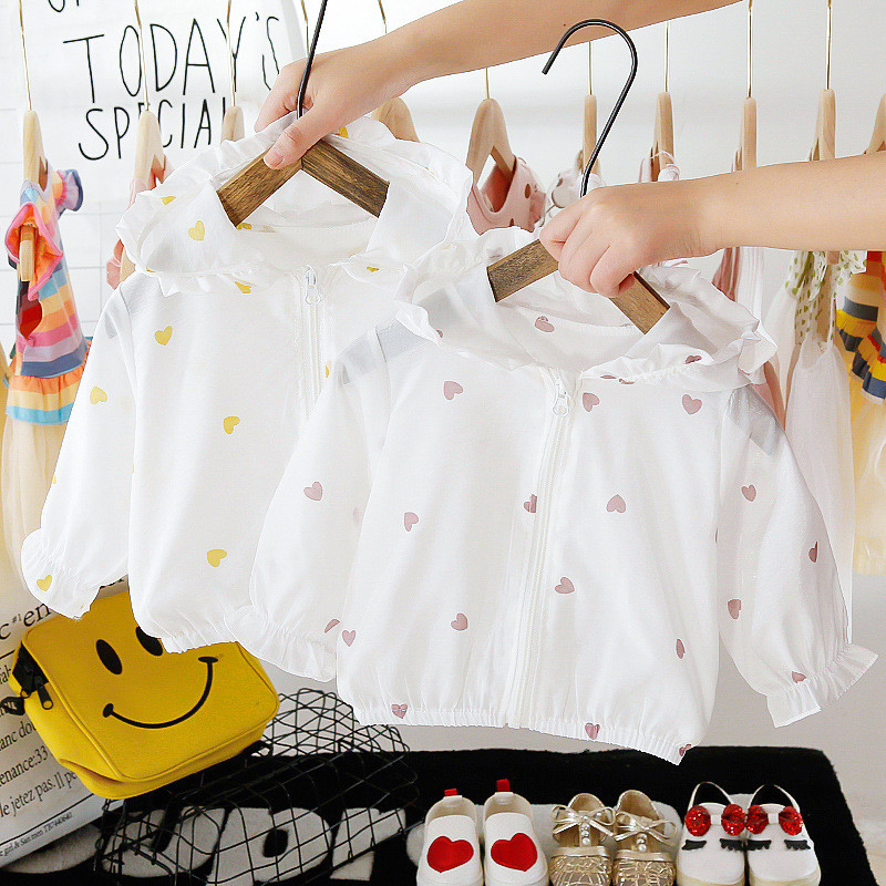 Летни модни леки детски слънчеви костюми Горнища Прекрасни палта за момичета Бебешки якета с качулка и пълен цип за 1-4 години