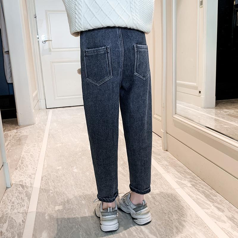 Дънки за момичета Пролетни памучни дънкови дънки с пачуърк крачоли Дънки с мъниста Десен Детски панталони Моливи Клинове за момичета 4-14 г. Детски панталони