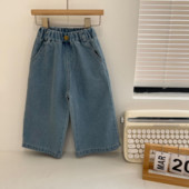 2023 Primăvară fete culoare uni pantaloni largi băieți moda blugi largi copii pantaloni drepti casual