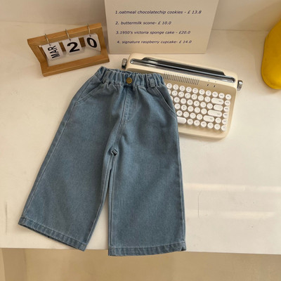 2023 Primăvară fete culoare uni pantaloni largi băieți moda blugi largi copii pantaloni drepti casual