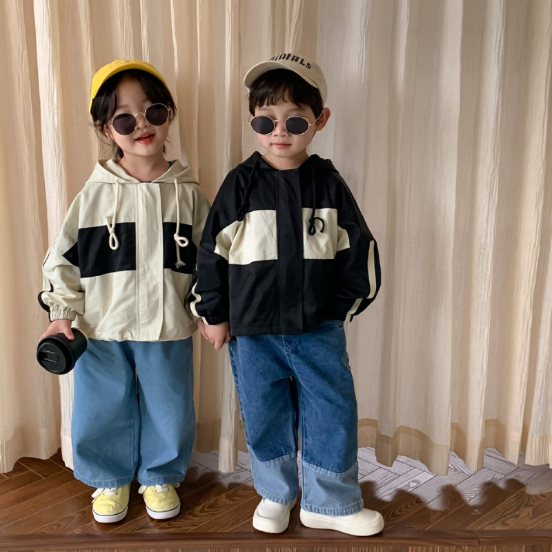 2023 Пролет момичета едноцветни широки панталони момчета модни широки дънки детски ежедневни прави панталони