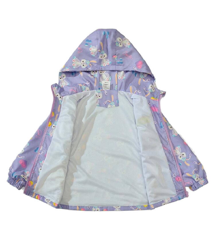 Пролетно лято Водоустойчиви якета с качулка за момичета с карикатурен принт с подплата с цип Детско облекло Горно палто Детско връхно облекло 3-14 години