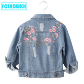 Jachete de blugi pentru copii pentru fete, pentru fete, pentru copii, brodate, cu mâneci lungi, haine din denim, haine de primăvară, vară, cu flori pentru copii, 2-8 ani