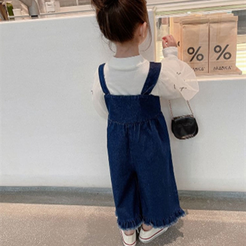 Μόδα βαμβακερά παντελόνια Παιδικά ρούχα Βρεφικά Παιδικά Ζαρτιέρες Παντελόνι Φαρδύ πόδι Κορίτσια Τζιν