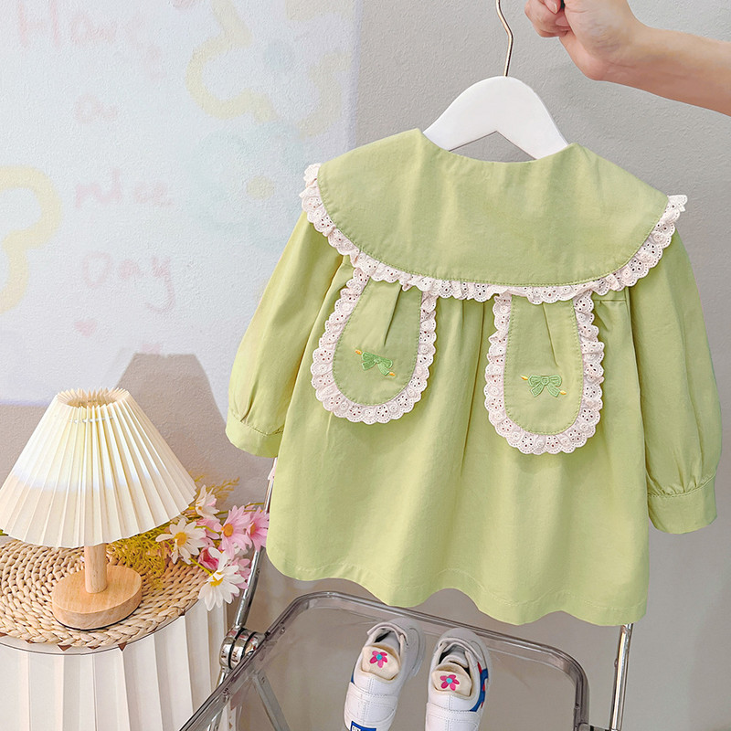 Baby Girl Windbreaker 2023 Νέο νωρίς το φθινόπωρο με δαντέλα με στρογγυλό λαιμό φιόγκο Χαριτωμένα αυτιά Μονό στήθος Cardigan Fashion Trend Baby Jacket