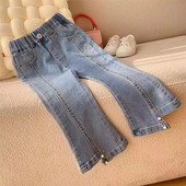 Pantaloni pentru bebeluși pentru fete, de primăvară și toamnă, blugi pentru fete, pantaloni evazați slim fit pentru copii, ediție coreeană, pantaloni pentru copii