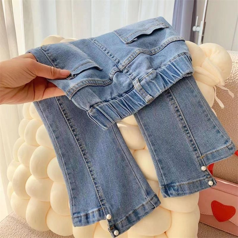 Βρεφικά παντελόνια για κορίτσια Ανοιξιάτικα και φθινοπωρινά τζιν για κορίτσι Νέο παιδικό παντελόνι Flare slim fit Παιδικό παντελόνι κορεατικής έκδοσης