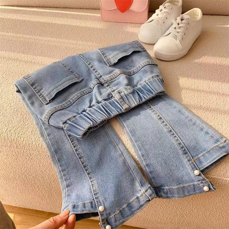 Βρεφικά παντελόνια για κορίτσια Ανοιξιάτικα και φθινοπωρινά τζιν για κορίτσι Νέο παιδικό παντελόνι Flare slim fit Παιδικό παντελόνι κορεατικής έκδοσης