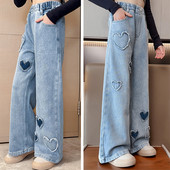Παιδικά Ρούχα Παιδικά Τζιν Girls` Love Fleece Τζιν Παντελόνι Φαρδύ πόδι Φαρδιά Εφαρμογή Μεσαία έως Μεγάλα Παιδικά Σπίτια Παντελόνια