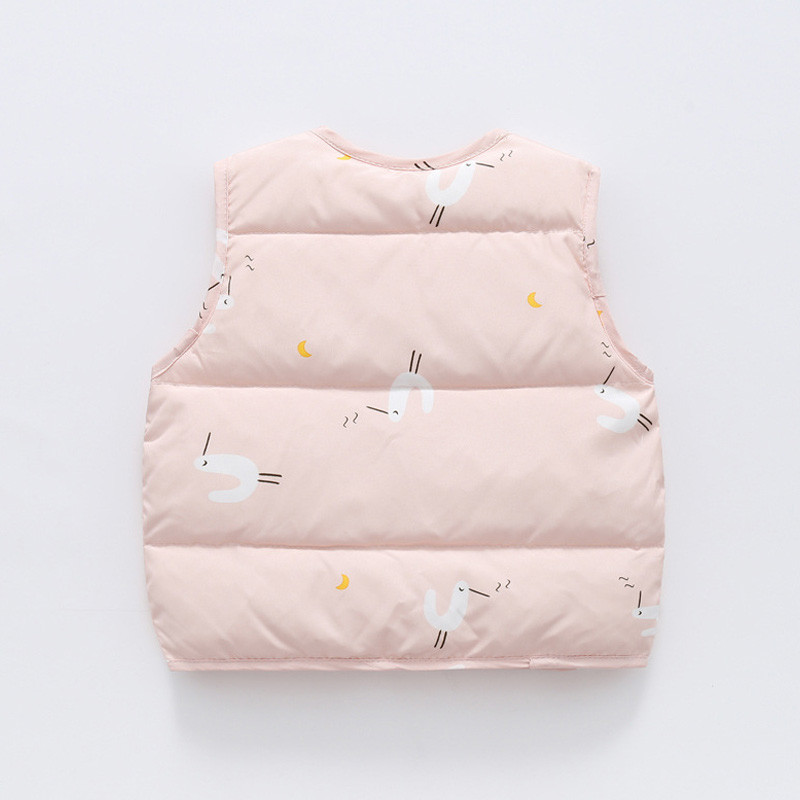 Βρεφικά πουπουλένια γιλέκα για κορίτσια Αγόρια Εκτύπωση κινουμένων σχεδίων Φθινοπωρινά χειμωνιάτικα ρούχα Παιδικά παλτό ζακέτα Ζεστό βρεφικό γιλέκο Παιδική στολή