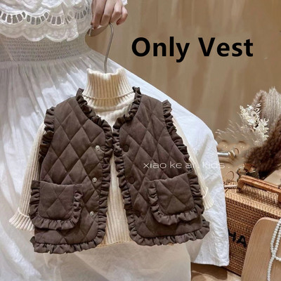 Vestă de toamnă iarnă pentru fete 1-6 ani Haine caldă îngroșată pentru copii Poartă pentru copii Vestă de exterior din dantelă Vestă caldă pentru copii Palton de pluș