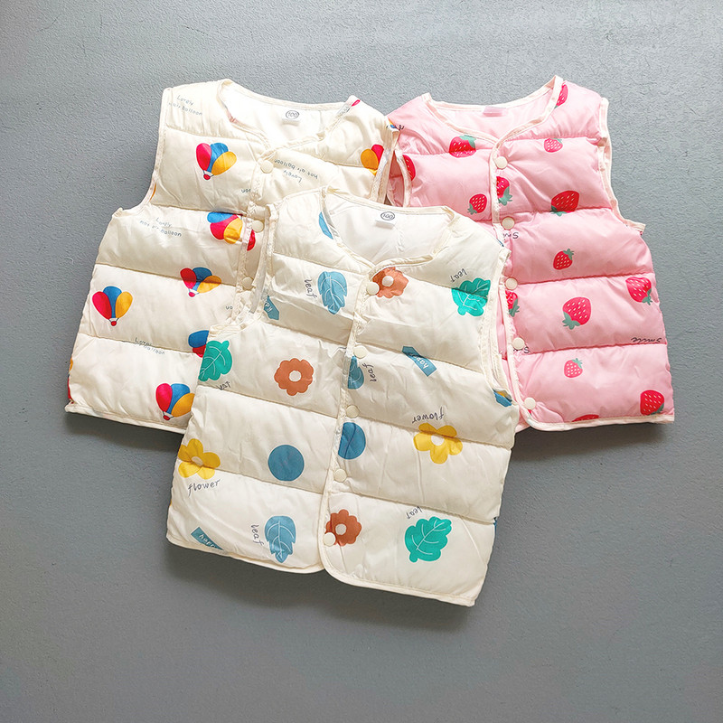 Βρεφικά κοριτσάκια Ζεστά γιλέκα Φθινόπωρο Χειμώνας Παιδικά Κινούμενα Σχέδια πουπουλένια Βαμβακερά μπουφάν Παλτό Κοριτσίστικα Πανωφόρια Γιλέκο Παιδικά Ρούχα