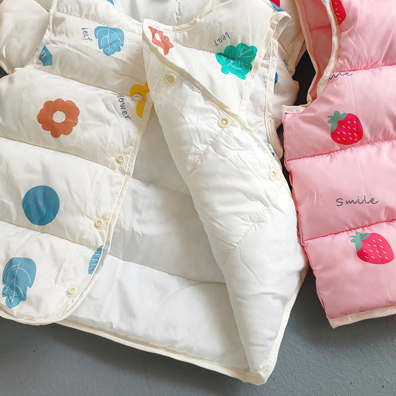 Βρεφικά κοριτσάκια Ζεστά γιλέκα Φθινόπωρο Χειμώνας Παιδικά Κινούμενα Σχέδια πουπουλένια Βαμβακερά μπουφάν Παλτό Κοριτσίστικα Πανωφόρια Γιλέκο Παιδικά Ρούχα