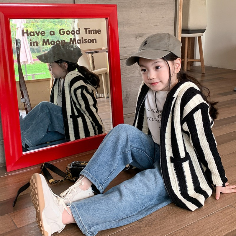 Есенни унисекс детски прави дънкови панталони за момичета, модни свободни ежедневни дънки 2-8Y