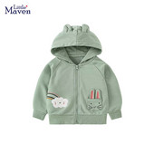 Little maven 2022 Baby Girls Πράσινο βαμβακερό παλτό φθινοπωρινά casual ρούχα Lovely Hoodie για παιδιά 2-7 ετών