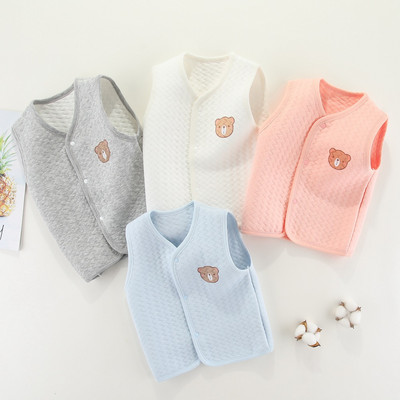 Baby`s Clothing Cute Cartoon Bear Print Vests Cotton Vest for Baby Girls Boys Autumn Winter Warm Kids Sleeveless Waistcoats