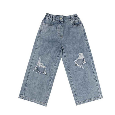2021 Primavara Vara Toamna Fete Cool Hole Jeans Pantaloni Bebe Copii Copii Denim Pantaloni