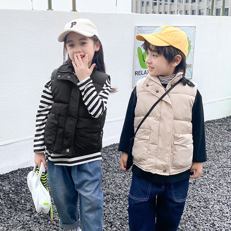 Зимно детско палто с жилетка за момче, момиче, детско яке без ръкави, жилетка с голям джоб, връхни дрехи, удебелена яка с яка, бебешко облекло A774