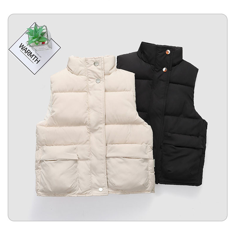 Зимно детско палто с жилетка за момче, момиче, детско яке без ръкави, жилетка с голям джоб, връхни дрехи, удебелена яка с яка, бебешко облекло A774