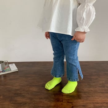 2022 г. Пролет Есен Модни дънкови панталони за момичета Бебешки детски Детски дънкови панталони