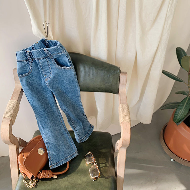 2022 г. Пролет Есен Модни дънкови панталони за момичета Бебешки детски Детски дънкови панталони