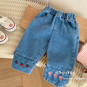 2023 primăvară toamnă fete drăguț broderie blugi pantaloni bebeluși copii copii casual pantaloni denim