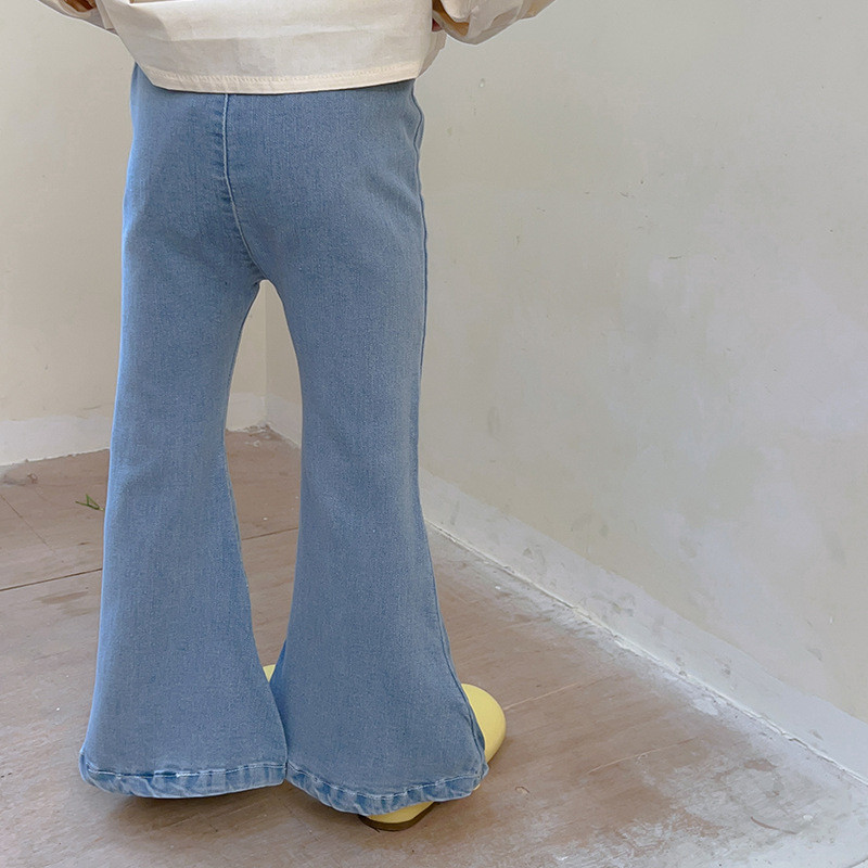 2023 Пролетни модни дънки за момичета, кльощави панталони Бебешки, детски, ежедневни дънкови панталони