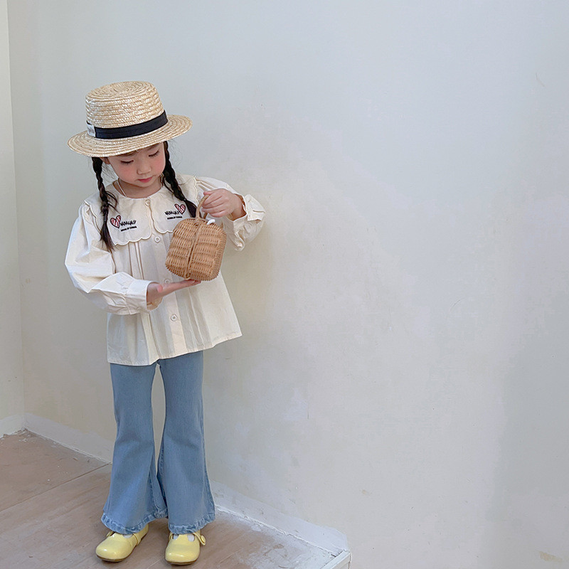 2023 Пролетни модни дънки за момичета, кльощави панталони Бебешки, детски, ежедневни дънкови панталони