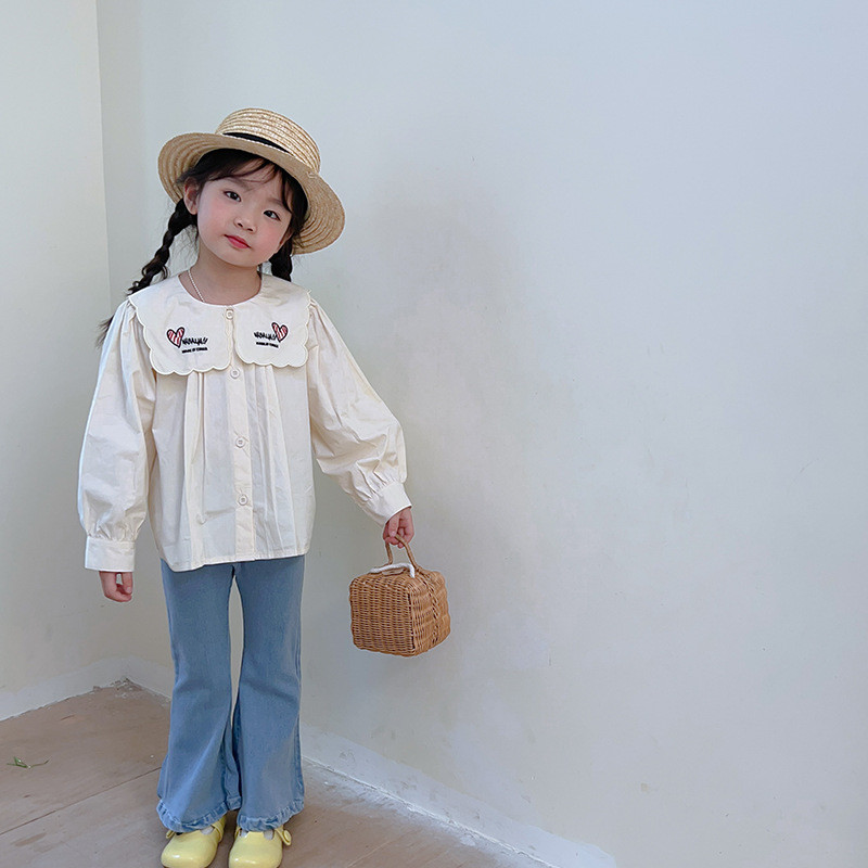 2023 Пролетни модни дънки за момичета, кльощави панталони Бебешки, детски, ежедневни дънкови панталони