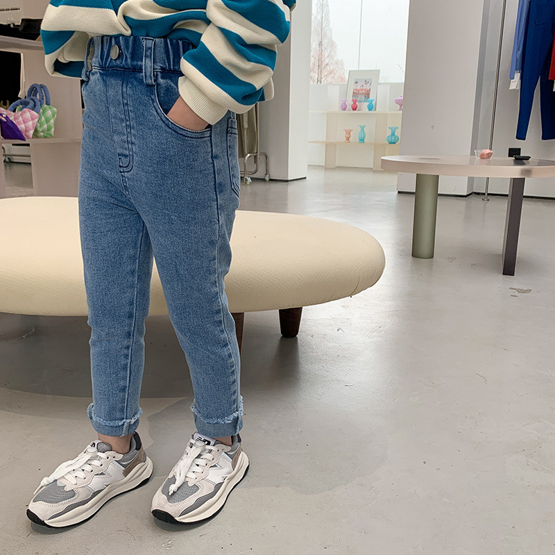 2023 Пролет Есен Момичета Молив Дънки Панталон Бебешки Детски Детски дънкови панталони