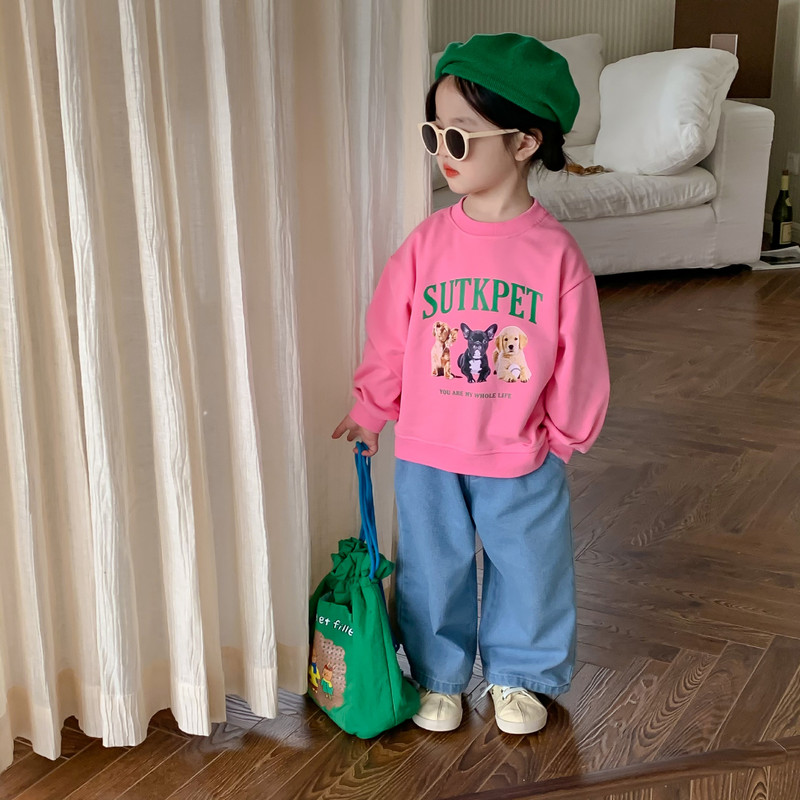 2023 Пролет Есен Момичета Ежедневни дънкови панталони с широки крачоли Бебешки Детски Детски дънкови панталони