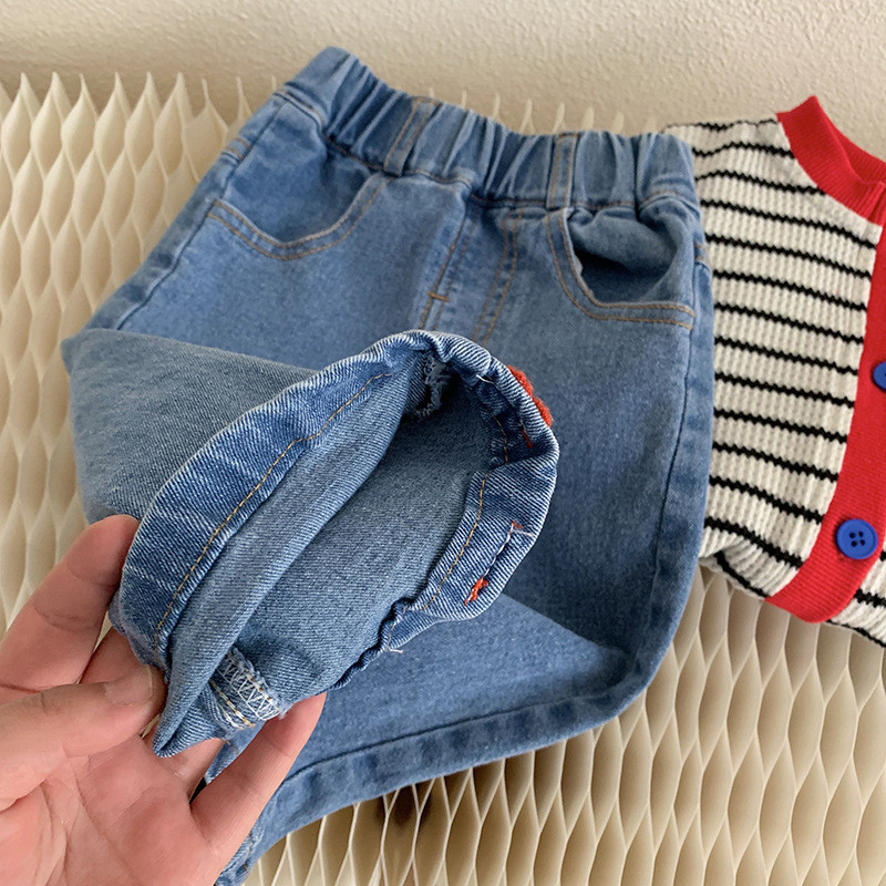 2023 пролет есен момичета сладки черешови дънки панталон бебешки деца детски дънкови панталони