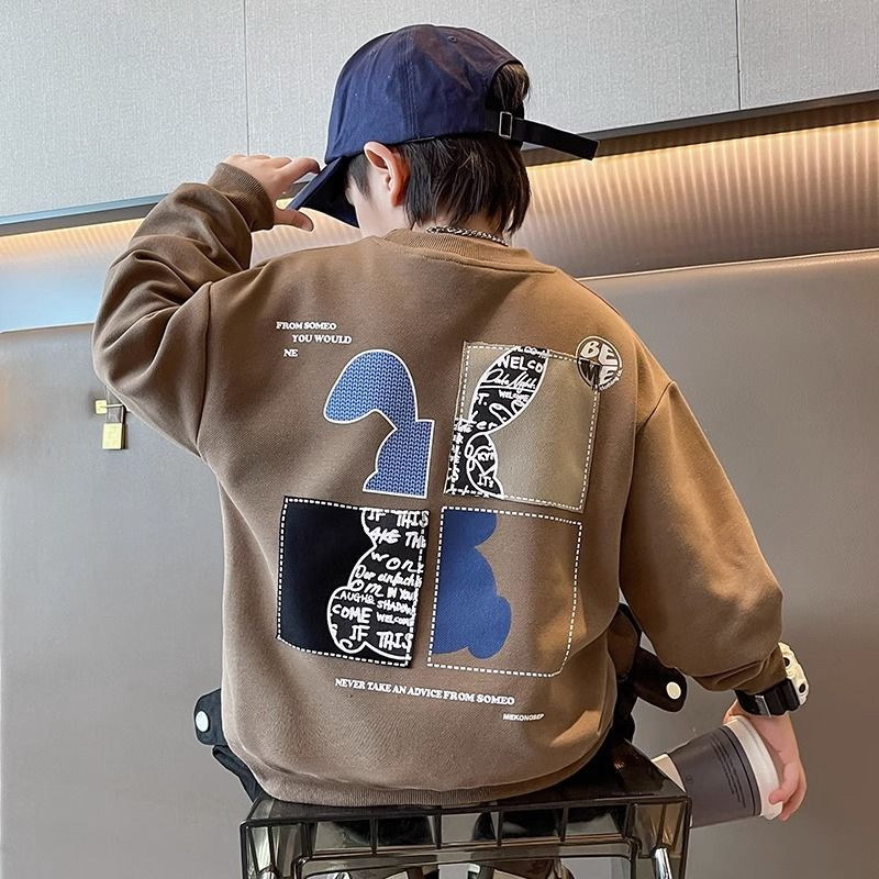 Момчета Пролет Есен Модни памучни суичъри Деца Нов заек Пачуърк Елемент Спортни екипи Долни ризи Детски дрехи