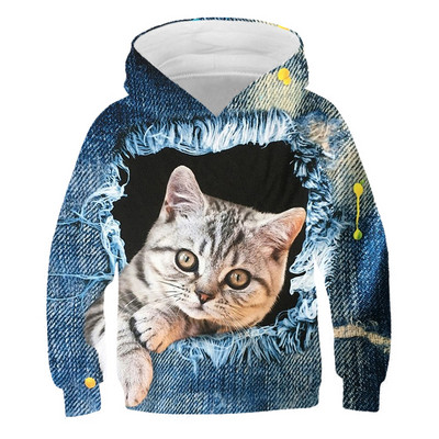 2023 Νέο Animal Cat Hoodie Άνοιξη Υπέροχο μακρυμάνικο αγόρι για κορίτσι Casual Loose μπλουζάκι για παιδιά 4 5 6 7 8 9-14 ετών Hoodie Hoodie