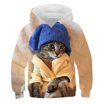 2023 Νέο Animal Cat Hoodie Άνοιξη Υπέροχο μακρυμάνικο αγόρι για κορίτσι Casual Loose μπλουζάκι για παιδιά 4 5 6 7 8 9-14 ετών Hoodie Hoodie