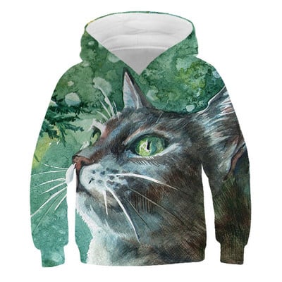 2023 Νέο Animal Cat Hoodie Άνοιξη Υπέροχο μακρυμάνικο αγόρι για κορίτσι Casual Loose μπλουζάκι για παιδιά 4 5 6 7 8 9-14 ετών Hoodie Hoodie