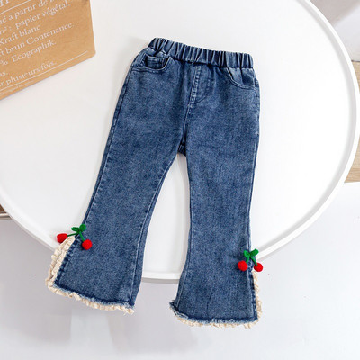 2023 Άνοιξη φθινόπωρο για κορίτσια Fashon Jeans παντελόνι με Παιδικό τζιν παντελόνι Cherry Baby