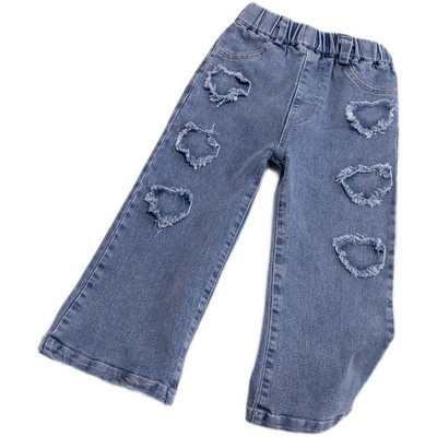2023 Άνοιξη Φθινόπωρο Κορίτσια Cute Heart Jeans Παντελόνι Baby Παιδικό Παιδικό Τζιν παντελόνι