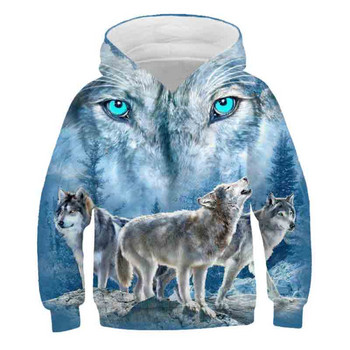 2023 Wolf 3d Printed Hoodie για αγόρια Φθινοπωρινό Χειμώνα Casual πουλόβερ αγόρια αθλητικά Μόδα αγόρια Ρούχα Φούτερ 4-14 ετών