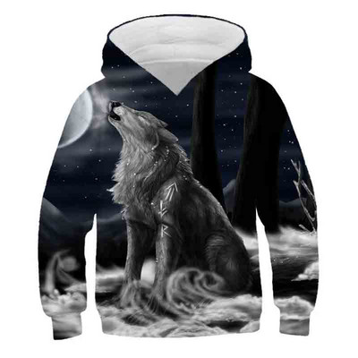 2023 Wolf 3d Printed Hoodie για αγόρια Φθινοπωρινό Χειμώνα Casual πουλόβερ αγόρια αθλητικά Μόδα αγόρια Ρούχα Φούτερ 4-14 ετών