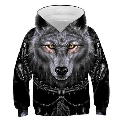 2023 Wolf 3d Printed Hoodie για αγόρια Φθινοπωρινό Χειμώνα Casual πουλόβερ αγόρια αθλητικά Μόδα αγόρια Ρούχα Φούτερ 4-14 ετών