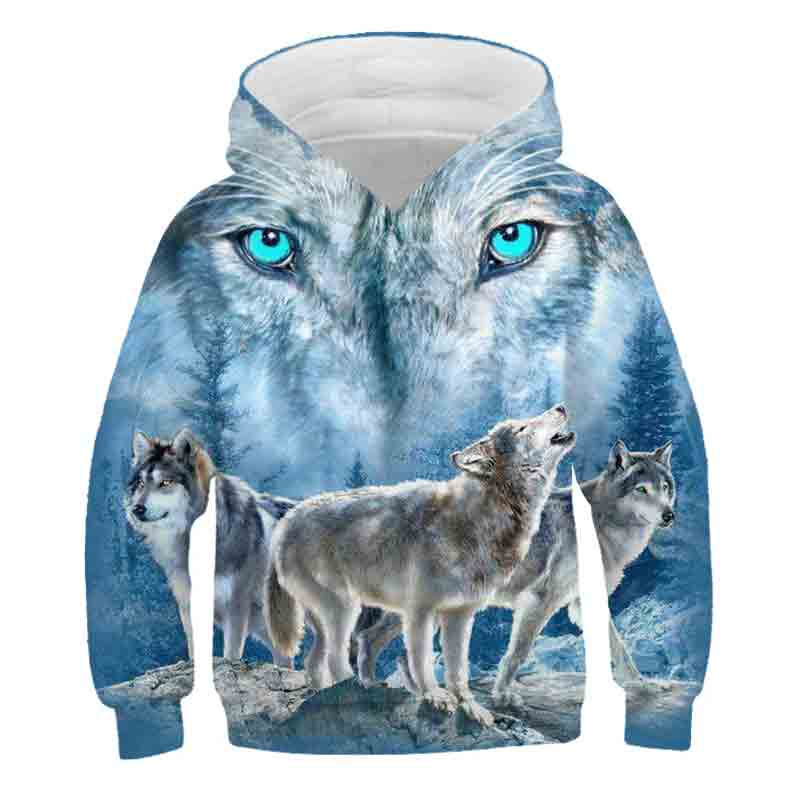 2023 година Wolf 3d Printed Hoodie момчета Есен Зима Ежедневен пуловер момчета Анцуг Модни момчета Дрехи 4-14 години качулки