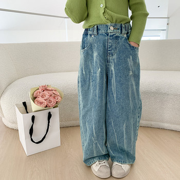 2023 Пролет Есен Мода за момичета Дънки с широки крачоли Панталон Bby Детски Детски дънкови панталони