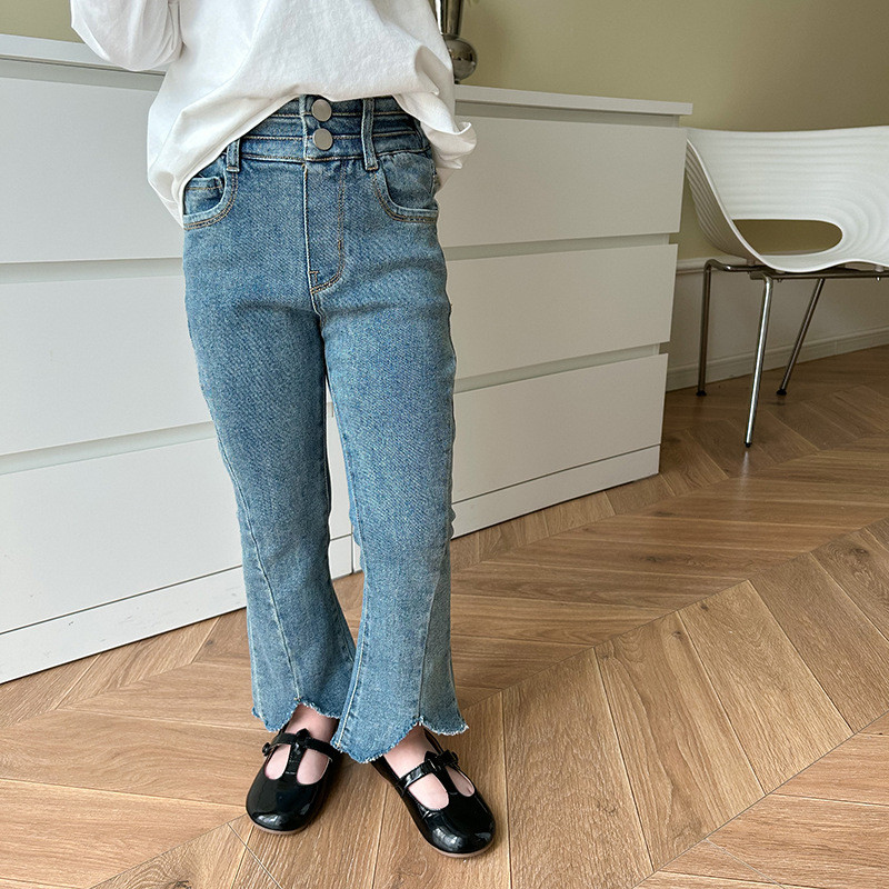 2023 Пролет Есен Момичета Модни кльощави дънкови панталони Бебешки Детски Детски дънкови панталони