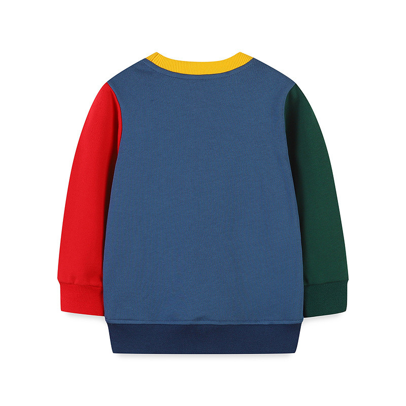 Дрехи с качулка за момче Есенни фланелки Памучни коледни суичъри Момичета Двуцветен пачуърк пуловер Ежедневно горнище с принт на Дядо Коледа