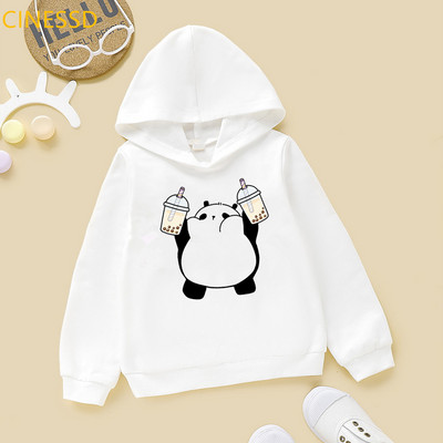 Harajuku Kawaii Cat Love Boba Cartoon Hoodie Baby Boys Girls Φούτερ Χειμερινή Άνοιξη Top Παιδικά Ρούχα Λευκά Παιδικά Fleece