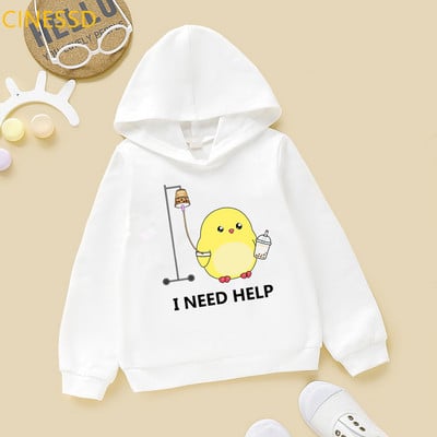 Harajuku Kawaii Cat Love Boba Cartoon Hoodie Baby Boys Girls Φούτερ Χειμερινή Άνοιξη Top Παιδικά Ρούχα Λευκά Παιδικά Fleece