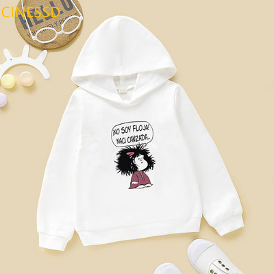 Harajuku Kawaii Παιδικά Mafalda Print Παιδικά Φούτερ Λευκό Ροζ Κίτρινο Φούτερ με κουκούλα για κορίτσια Hick Χειμερινά ρούχα από φλις μπλουζάκια